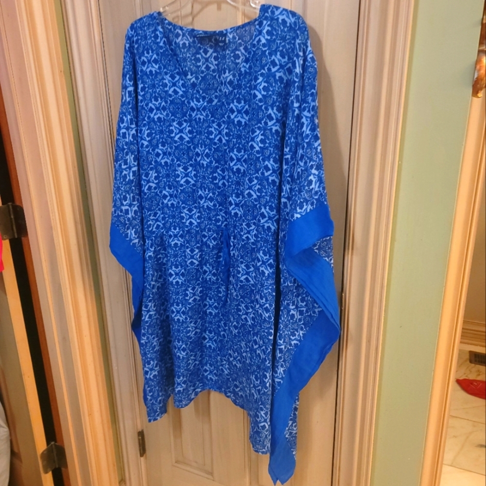 NWOT Denim & Co Beach Womens Plus Sz 3X Cover Up Beach wear Caftan One Piece